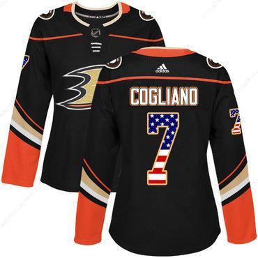 Adidas Anaheim Ducks #7 Andrew Cogliano Black Home Authentic Usa Flag Women’s Stitched NHL Jersey