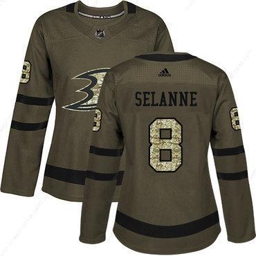 Adidas Anaheim Ducks #8 Teemu Selanne Green Salute To Service Women’s Stitched NHL Jersey