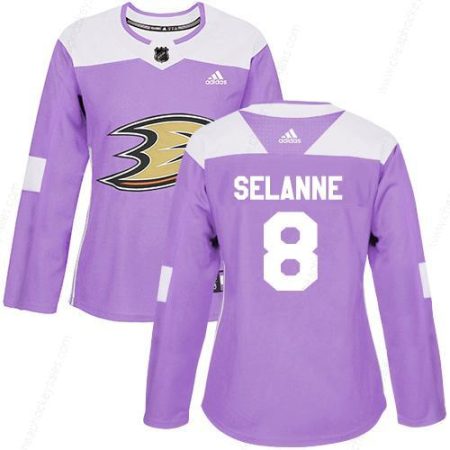 Adidas Anaheim Ducks #8 Teemu Selanne Purple Authentic Fights Cancer Women’s Stitched NHL Jersey