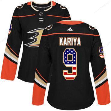 Adidas Anaheim Ducks #9 Paul Kariya Black Home Authentic Usa Flag Women’s Stitched NHL Jersey