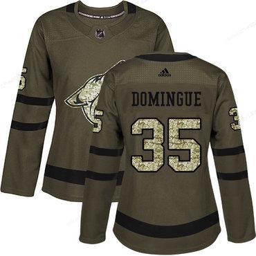 Adidas Arizona Coyotes #35 Louis Domingue Green Salute To Service Women’s Stitched NHL Jersey