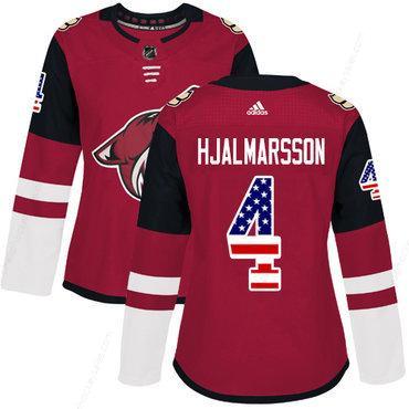 Adidas Arizona Coyotes #4 Niklas Hjalmarsson Maroon Home Authentic Usa Flag Women’s Stitched NHL Jersey