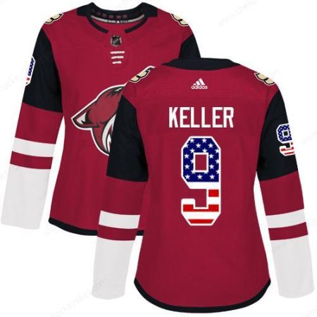 Adidas Arizona Coyotes #9 Clayton Keller Maroon Home Authentic Usa Flag Women’s Stitched NHL Jersey