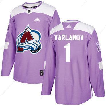 Adidas Avalanche #1 Semyon Varlamov Purple Authentic Fights Cancer Stitched Youth NHL Jersey