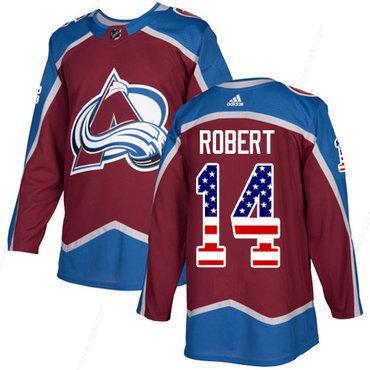 Adidas Avalanche #14 Rene Robert Burgundy Home Authentic Usa Flag Stitched NHL Jersey