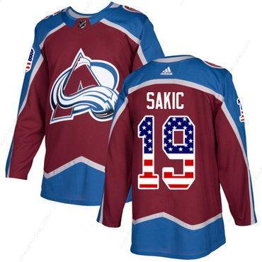 Adidas Avalanche #19 Joe Sakic Burgundy Home Authentic Usa Flag Stitched NHL Jersey