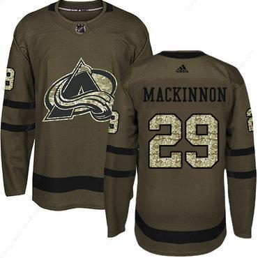 Adidas Avalanche #29 Nathan Mackinnon Green Salute To Service Stitched Youth NHL Jersey