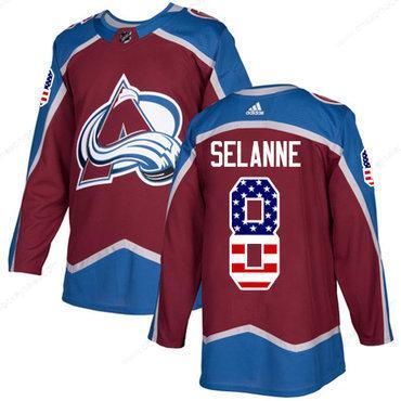 Adidas Avalanche #8 Teemu Selanne Burgundy Home Authentic Usa Flag Stitched NHL Jersey