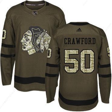 Adidas Blackhawks #50 Corey Crawford Green Salute To Service Stitched Youth NHL Jersey