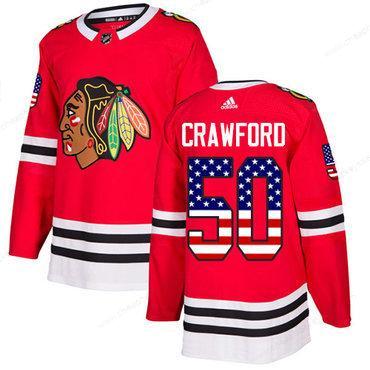 Adidas Blackhawks #50 Corey Crawford Red Home Authentic Usa Flag Stitched Youth NHL Jersey