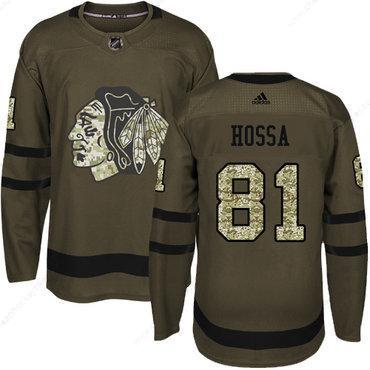 Adidas Blackhawks #81 Marian Hossa Green Salute To Service Stitched Youth NHL Jersey