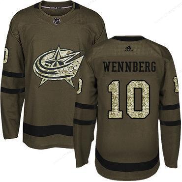 Adidas Blue Jackets #10 Alexander Wennberg Green Salute To Service Stitched Youth NHL Jersey