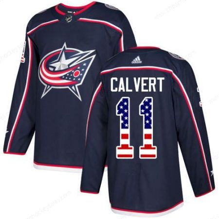 Adidas Blue Jackets #11 Matt Calvert Navy Blue Home Authentic Usa Flag Stitched NHL Jersey