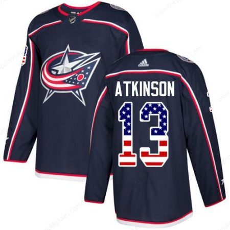 Adidas Blue Jackets #13 Cam Atkinson Navy Blue Home Authentic Usa Flag Stitched NHL Jersey