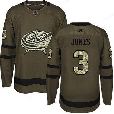 Adidas Blue Jackets #3 Seth Jones Green Salute To Service Stitched Youth NHL Jersey