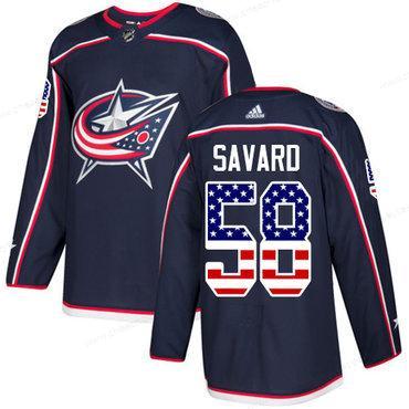 Adidas Blue Jackets #58 David Savard Navy Blue Home Authentic Usa Flag Stitched NHL Jersey