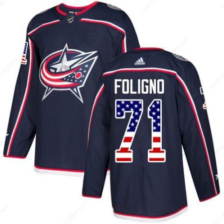 Adidas Blue Jackets #71 Nick Foligno Navy Blue Home Authentic Usa Flag Stitched Youth NHL Jersey