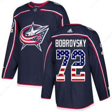 Adidas Blue Jackets #72 Sergei Bobrovsky Navy Blue Home Authentic Usa Flag Stitched NHL Jersey