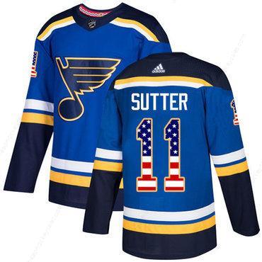 Adidas Blues #11 Brian Sutter Blue Home Authentic Usa Flag Stitched NHL Jersey