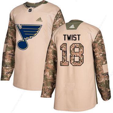 Adidas Blues #18 Tony Twist Camo Authentic 2017 Veterans Day Stitched NHL Jersey