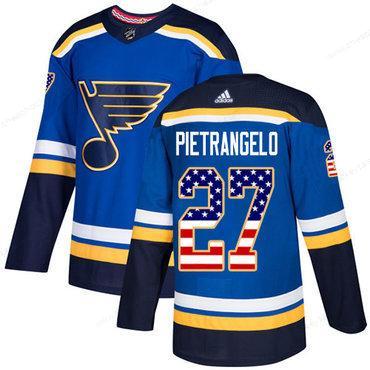 Adidas Blues #27 Alex Pietrangelo Blue Home Authentic Usa Flag Stitched NHL Jersey