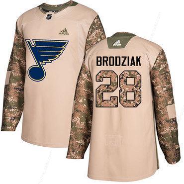 Adidas Blues #28 Kyle Brodziak Camo Authentic 2017 Veterans Day Stitched NHL Jersey