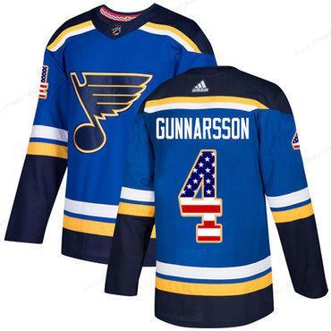 Adidas Blues #4 Carl Gunnarsson Blue Home Authentic Usa Flag Stitched NHL Jersey