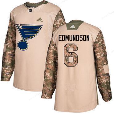 Adidas Blues #6 Joel Edmundson Camo Authentic 2017 Veterans Day Stitched NHL Jersey