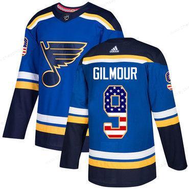 Adidas Blues #9 Doug Gilmour Blue Home Authentic Usa Flag Stitched NHL Jersey