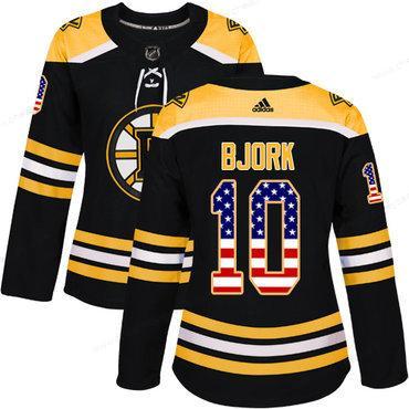 Adidas Boston Bruins #10 Anders Bjork Black Home Authentic Usa Flag Women’s Stitched NHL Jersey