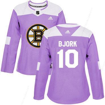 Adidas Boston Bruins #10 Anders Bjork Purple Authentic Fights Cancer Women’s Stitched NHL Jersey