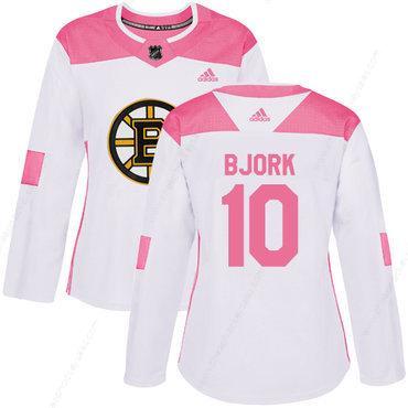 Adidas Boston Bruins #10 Anders Bjork White Pink Authentic Fashion Women’s Stitched NHL Jersey