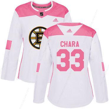 Adidas Boston Bruins #33 Zdeno Chara White Pink Authentic Fashion Women’s Stitched NHL Jersey