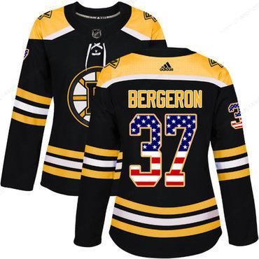 Adidas Boston Bruins #37 Patrice Bergeron Black Home Authentic Usa Flag Women’s Stitched NHL Jersey