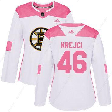 Adidas Boston Bruins #46 David Krejci White Pink Authentic Fashion Women’s Stitched NHL Jersey