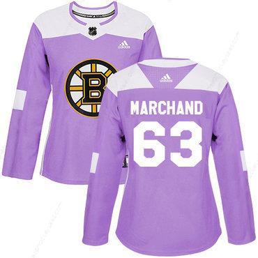 Adidas Boston Bruins #63 Brad Marchand Purple Authentic Fights Cancer Women’s Stitched NHL Jersey