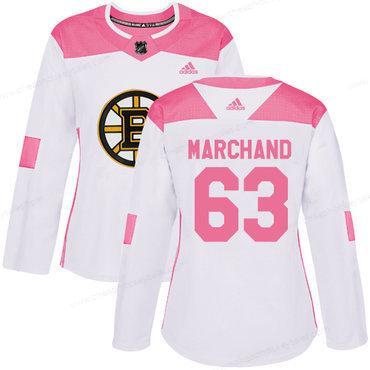 Adidas Boston Bruins #63 Brad Marchand White Pink Authentic Fashion Women’s Stitched NHL Jersey