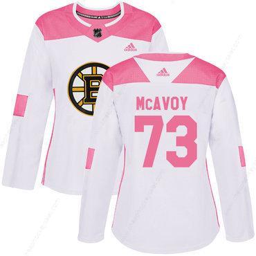 Adidas Boston Bruins #73 Charlie Mcavoy White Pink Authentic Fashion Women’s Stitched NHL Jersey