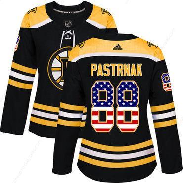 Adidas Boston Bruins #88 David Pastrnak Black Home Authentic Usa Flag Women’s Stitched NHL Jersey