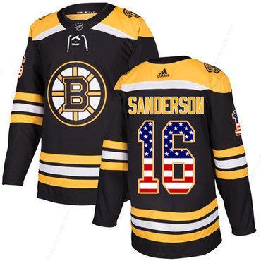 Adidas Bruins #16 Derek Sanderson Black Home Authentic Usa Flag Stitched NHL Jersey