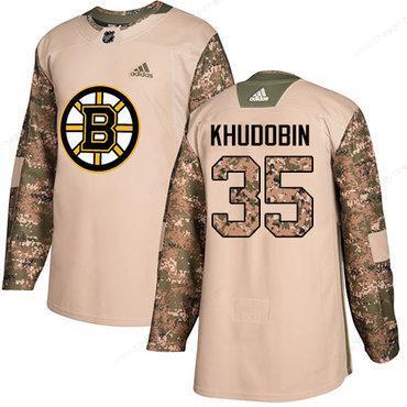 Adidas Bruins #35 Anton Khudobin Camo Authentic 2017 Veterans Day Stitched NHL Jersey