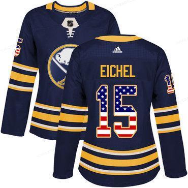 Adidas Buffalo Sabres #15 Jack Eichel Navy Blue Home Authentic Usa Flag Women’s Stitched NHL Jersey