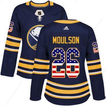 Adidas Buffalo Sabres #26 Matt Moulson Navy Blue Home Authentic Usa Flag Women’s Stitched NHL Jersey