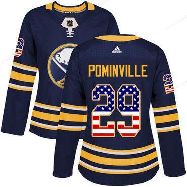 Adidas Buffalo Sabres #29 Jason Pominville Navy Blue Home Authentic Usa Flag Women’s Stitched NHL Jersey