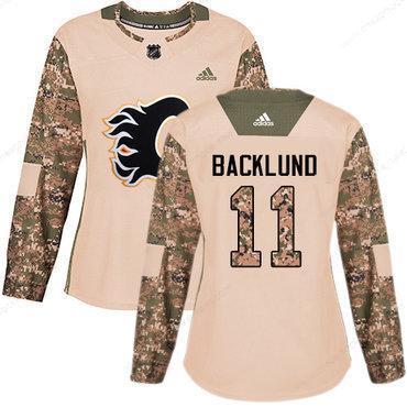 Adidas Calgary Flames #11 Mikael Backlund Camo Authentic 2017 Veterans Day Women’s Stitched NHL Jersey