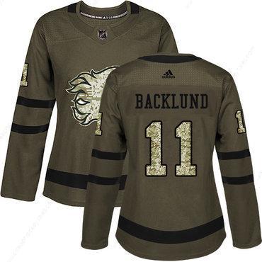 Adidas Calgary Flames #11 Mikael Backlund Green Salute To Service Women’s Stitched NHL Jersey