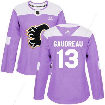 Adidas Calgary Flames #13 Johnny Gaudreau Purple Authentic Fights Cancer Women’s Stitched NHL Jersey