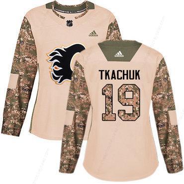 Adidas Calgary Flames #19 Matthew Tkachuk Camo Authentic 2017 Veterans Day Women’s Stitched NHL Jersey