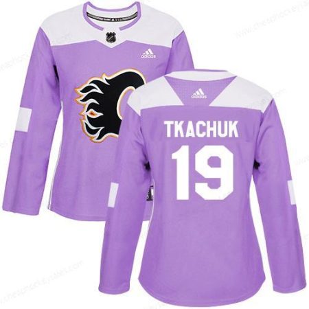 Adidas Calgary Flames #19 Matthew Tkachuk Purple Authentic Fights Cancer Women’s Stitched NHL Jersey