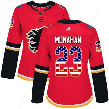 Adidas Calgary Flames #23 Sean Monahan Red Home Authentic Usa Flag Women’s Stitched NHL Jersey